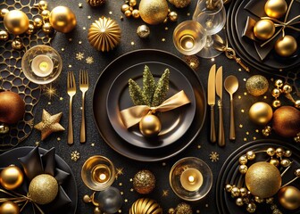 Elegant Gold and Black New Year's Eve Menu Design for Celebrations