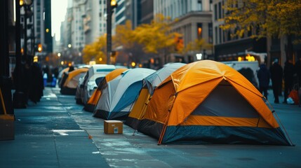 Tents on City Street