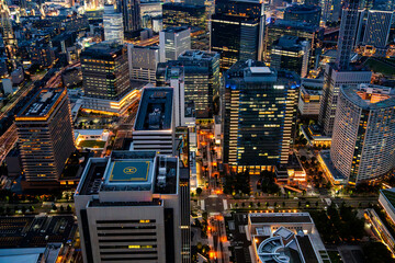 Fototapeta premium Yokohama view from Landmark tower in Kanagawa, Yokohama, Japan