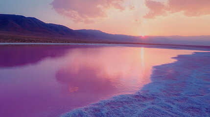 Fototapeta premium Red salt lake mountain scenery