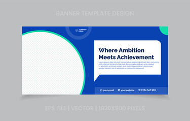 template banner design green and blue color, easy to replace image and text.
