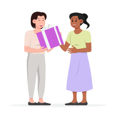 Gift Celebration Character Woman Give Gifts