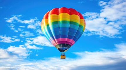 Fototapeta premium Vibrant Hot Air Balloon Against Blue Sky