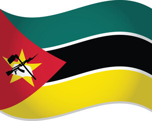 Mozambique Country Official 3D Flag Vector