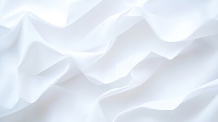 The image is a close up of a white fabric with a wave pattern. The fabric is smooth and has a shiny appearance. The wave pattern is subtle and adds a sense of movement to the fabric