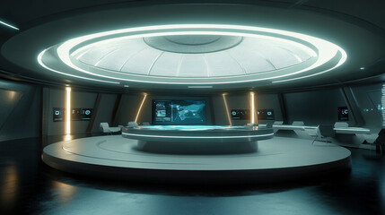 C4D sci-fi technology launch station booth background