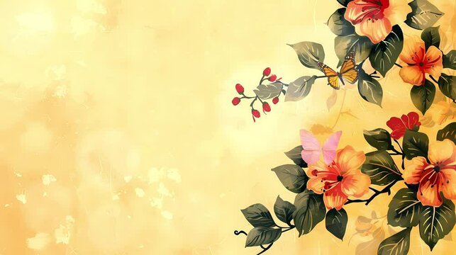 abstract floral background with butterflies