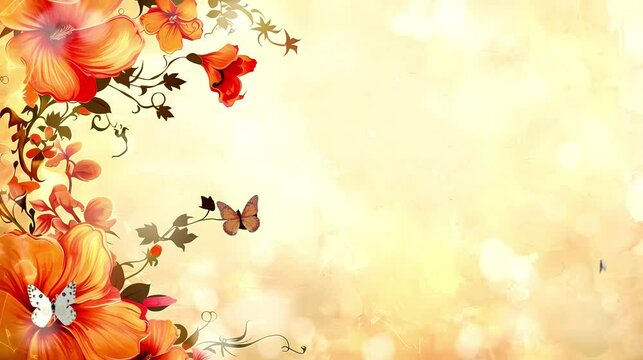 abstract floral background with butterflies