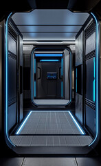 C4D sci-fi technology corridor booth background