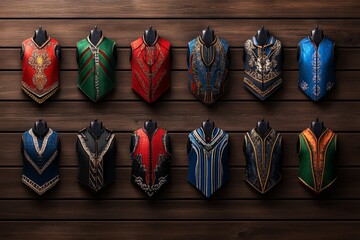 Geometric patterns of folk costumes, arranged symmetrically