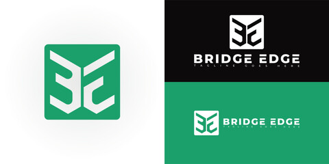 Modern square initial vector letter BE or EB logo in green color isolated on multiple background colors. The logo is suitable for software company logo design inspiration templates.