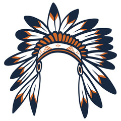 Native Indian American Hat Headdress Vector Illustration