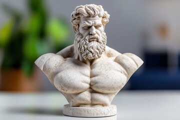 Obraz premium Minimalist design of a Hercules statue with clean lines and neutral tones