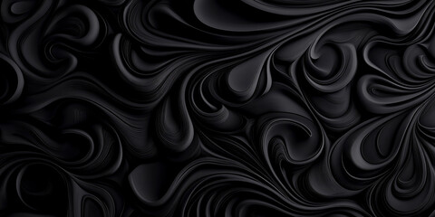 A black and white abstract painting with a lot of swirls and lines. The painting is very dark and has a moody, mysterious feel to it