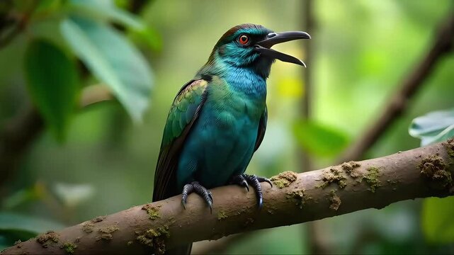 a bird from heaven perched on a tree branch in Papua, Generative AI