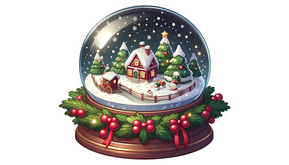 Charming Cartoon Snow Globe Scene