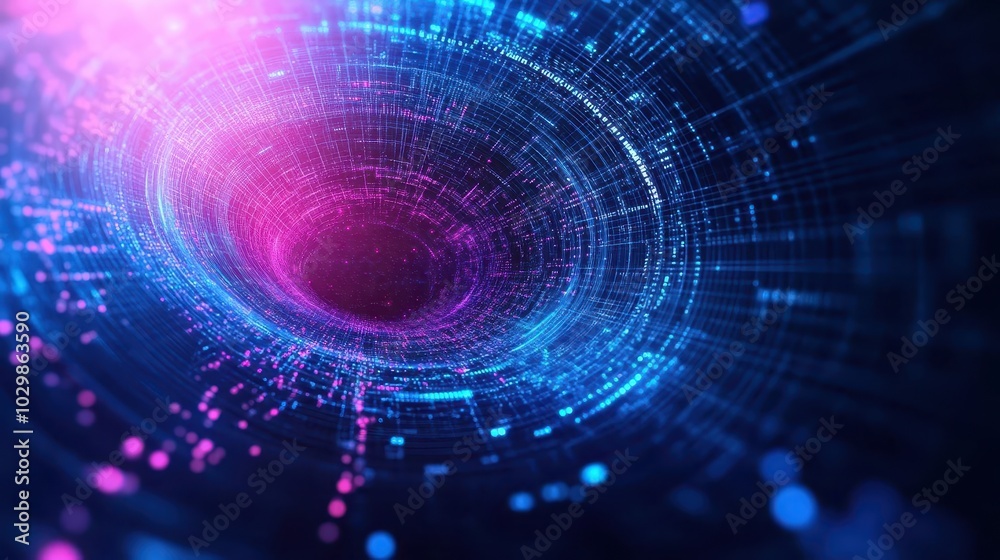 Aufkleber a swirling vortex of digital data particles, flowing through virtual space, abstract, hightech, vibr