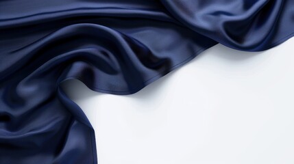 Fototapeta premium Blue Silk Fabric Draped on White Background