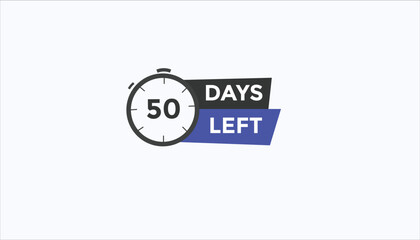50 days left Countdown number banner templates. time icon. Vector Illustration 
