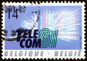 Postage stamp Belgium 1991 Telecom 91, 6th World Forum and Exposition on Telecommunications, Geneva, Switzerland