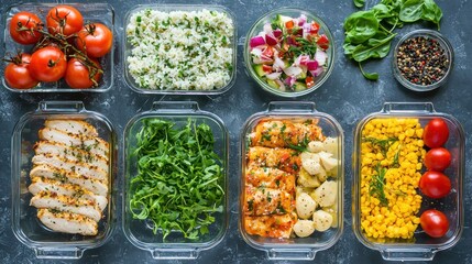A healthy meal prep session focusing on weight management-friendly recipes.