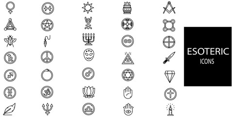 Esoteric 35 line icons set.Vector illustration.