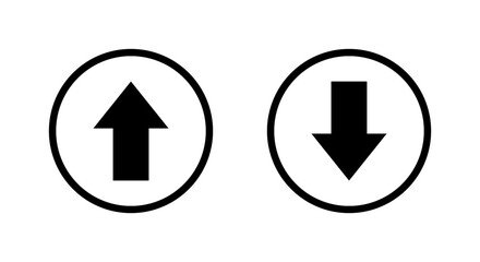 Up and down arrow icon on circle line. Upward and downward sign symbol