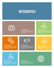 7 Steps infographic poster or brochure template design. Business Presentation, Banner, Marketing and Strategy. Vector illustration.