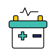 Battery color line icon with white background vector stock illustration