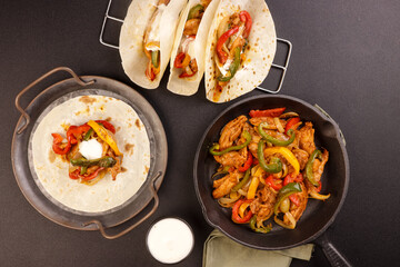 Chicken Fajitas With White Corn Tortilla.