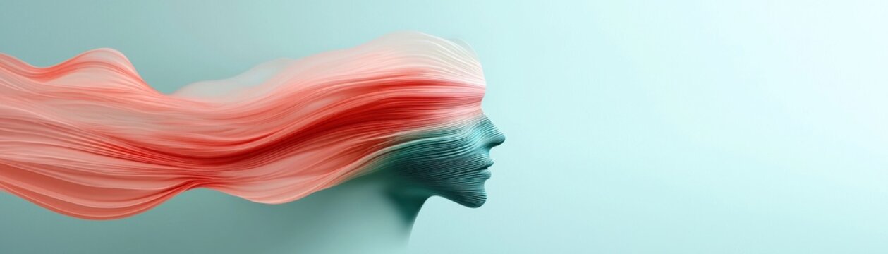 Abstract representation of a woman with flowing hair, evoking thoughts and emotions.