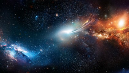 Obraz premium Space background with stardust and shining stars. Realistic colorful cosmos with nebula and milky way. galaxy background. Beautiful outer space. Infinite universe.