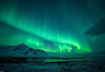 Naklejka premium Epic Northern Lights Dance Above Iceland's Stunning Landscapes: Capture the Magic of Nature's Most Spectacular Light Show