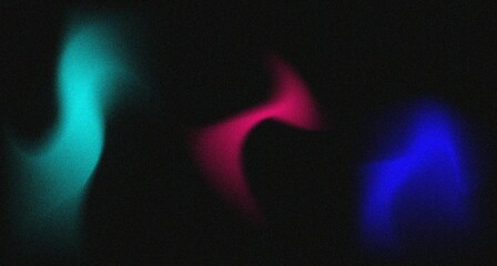 Bright pink dark blue green wavy colorful gradient black background with grain texture for your presentation