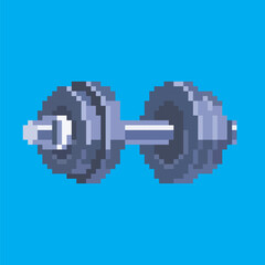 
Dumbbell pixel art, vector illustration on isolated background.