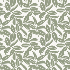 Neutral Colour Tropical Leaf Seamless Pattern Design