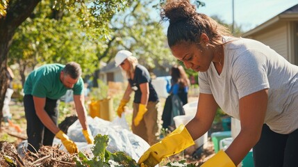 Community members participating in cleanup efforts.