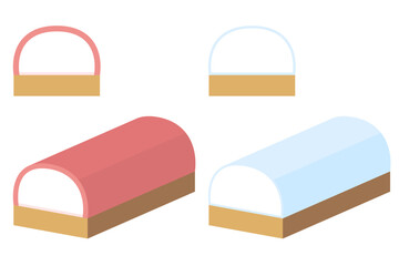 赤と白のかまぼこのイラストセット