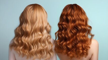 Fototapeta premium Before-and-after of curly hair treated with standard products and honey, highlighting improved hydration and curl structure, Digital Rendering, Soft Focus