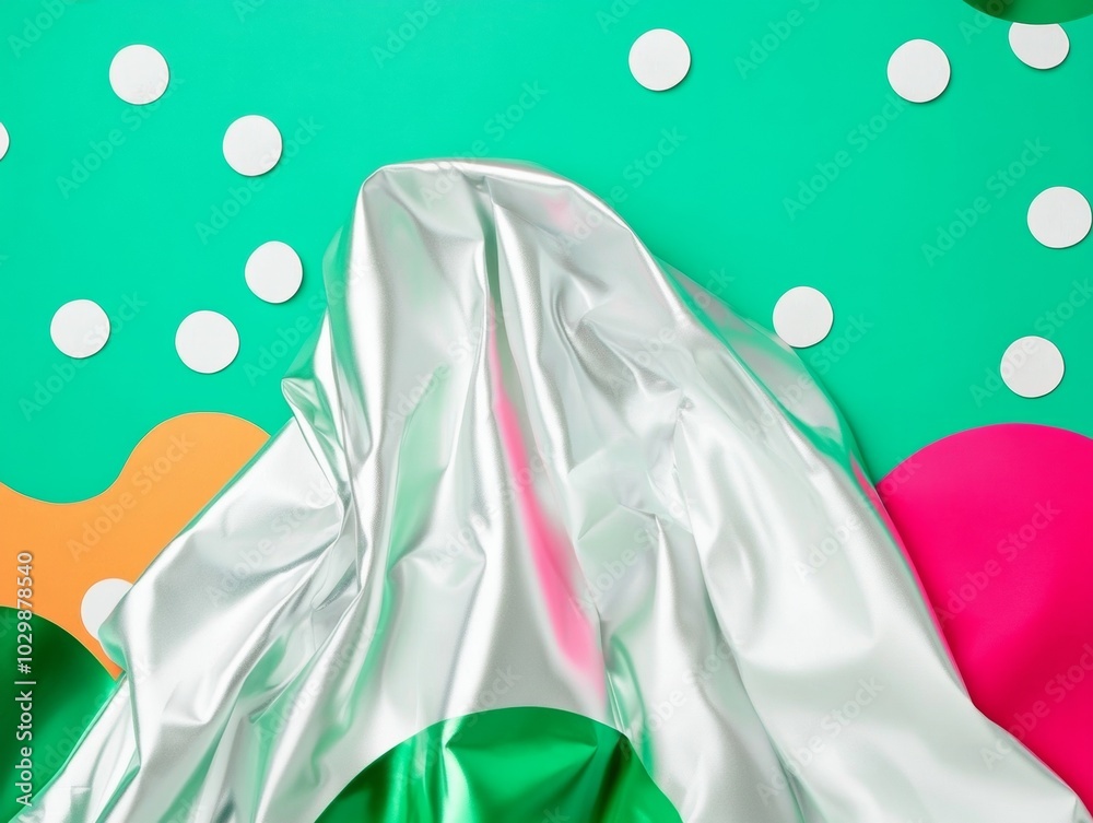 Poster futuristic y2k chrome pattern with metallic textures and festive holiday design