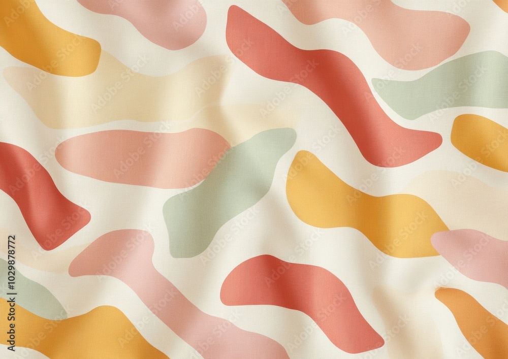 Aufkleber Abstract Festive Pattern with Soft Pastel Curves and Textures - Modern Seamless Background Design
