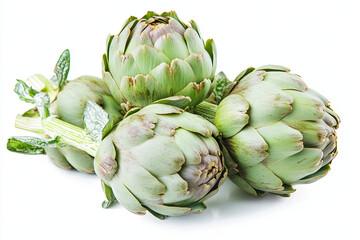 Obraz premium Ripe artichokes isolated on white background