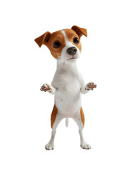 Playful Jack Russell Terrier Dog Standing on White Background