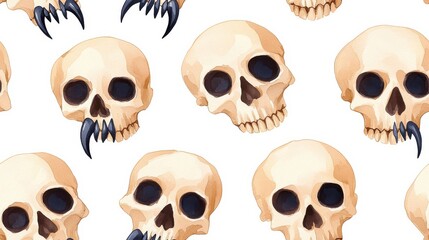 Skulls pattern design, white isolated background.