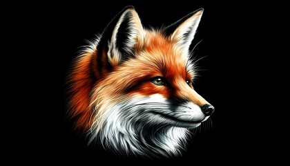Obraz premium fox digital painting art cartoon watercolori illustration, isolated on black background 