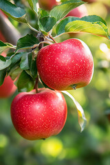 Red fresh sweet apples fruits