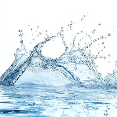 Running water splash on white background