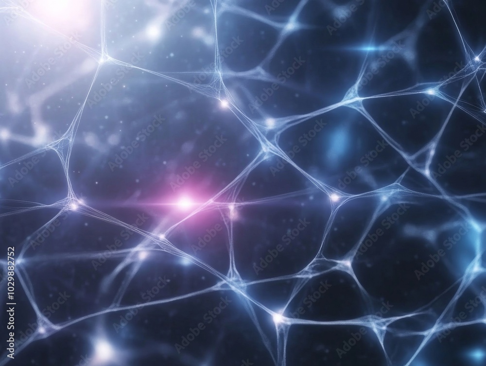 Poster Dynamic Abstract Network Patterns with Vibrant Glows and Interconnected Nodes