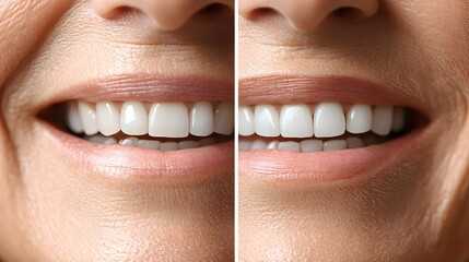 Fototapeta premium Mouth area wrinkle comparison, featuring before images with prominent lines and after treatment results with softer, wrinkle-free skin