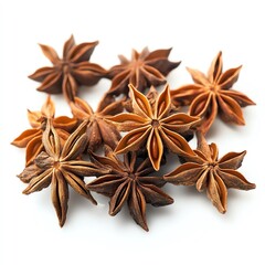 Star anise aids digestion on white background.